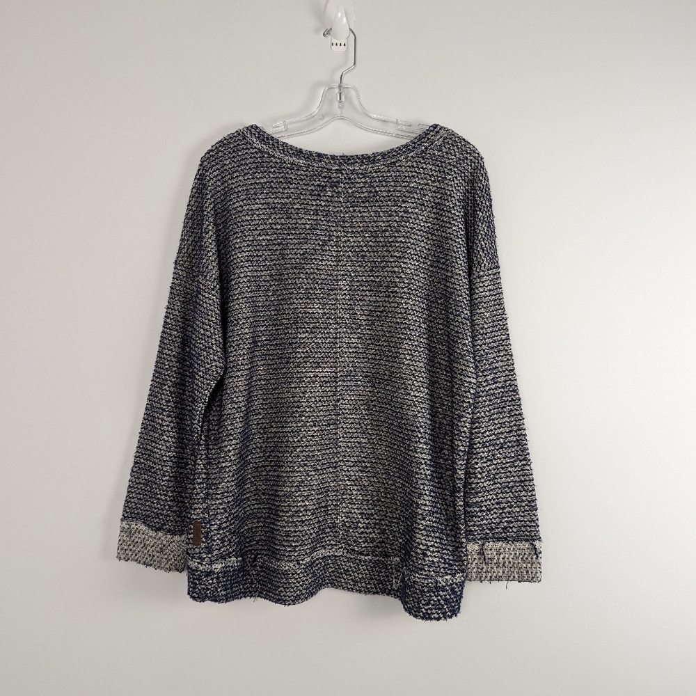 Women's Roots Textured Knit Sweater in Navy and White Size L - Picture 4 of 5
